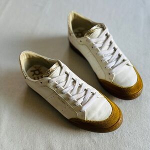 SAM ENDELMAN Josi REVE SE-1980 White Gold Leather Retro Sneaker - Women's 8
